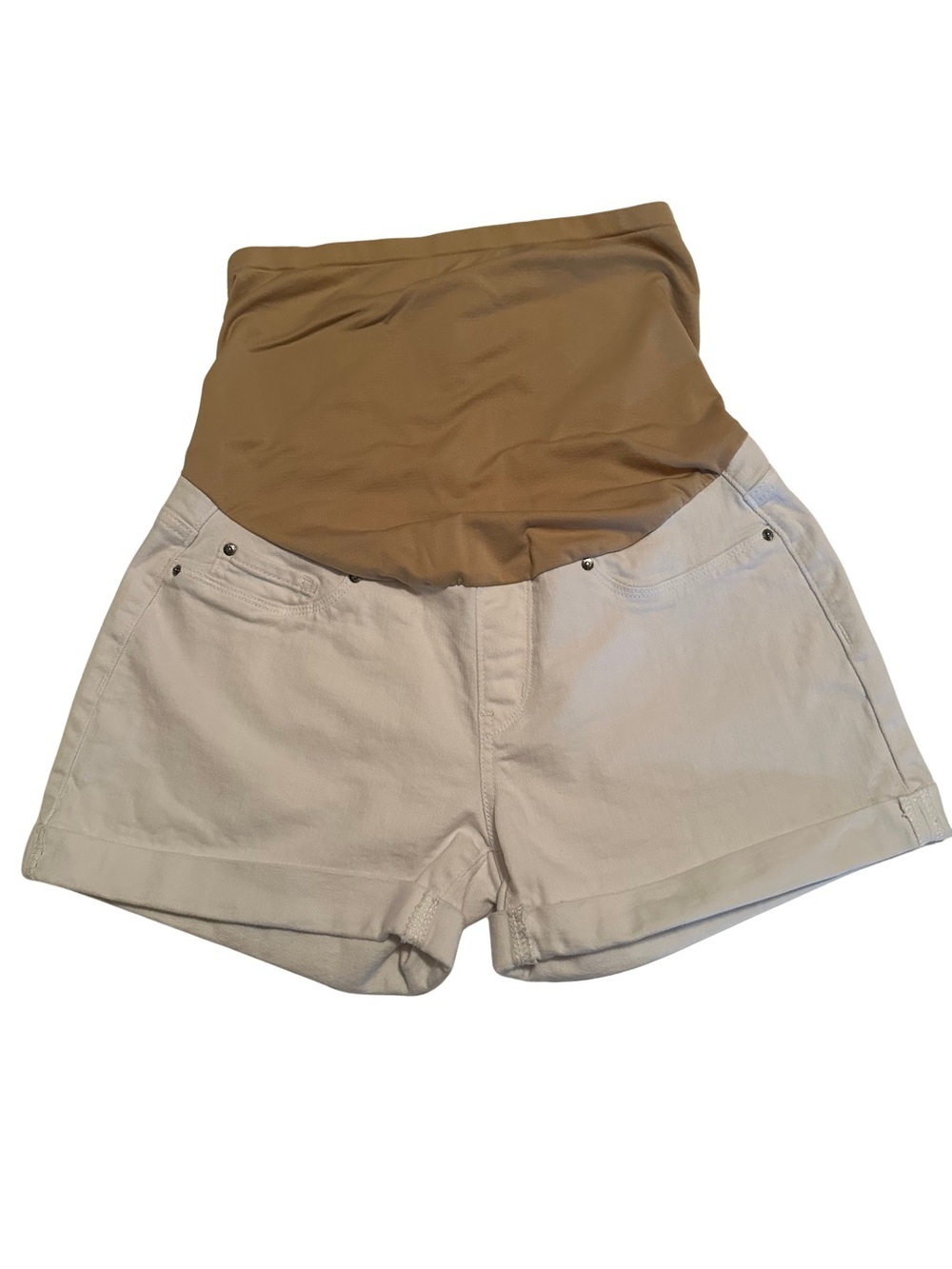 Levi’s Signature Maternity Jean Shorts White Full Panel Belly Cuffed L/XL